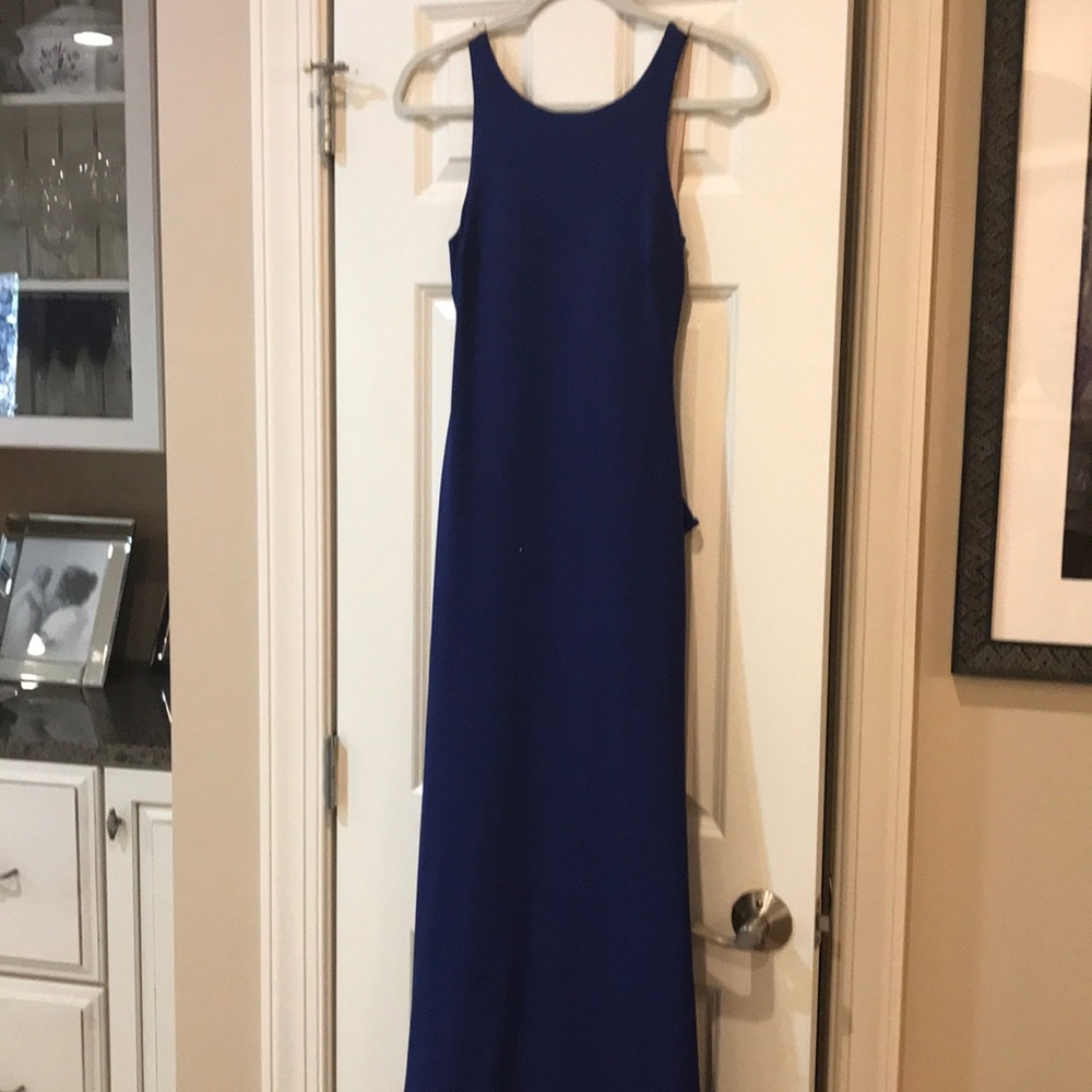 Dress evening gown. Sapphire blue. Low back